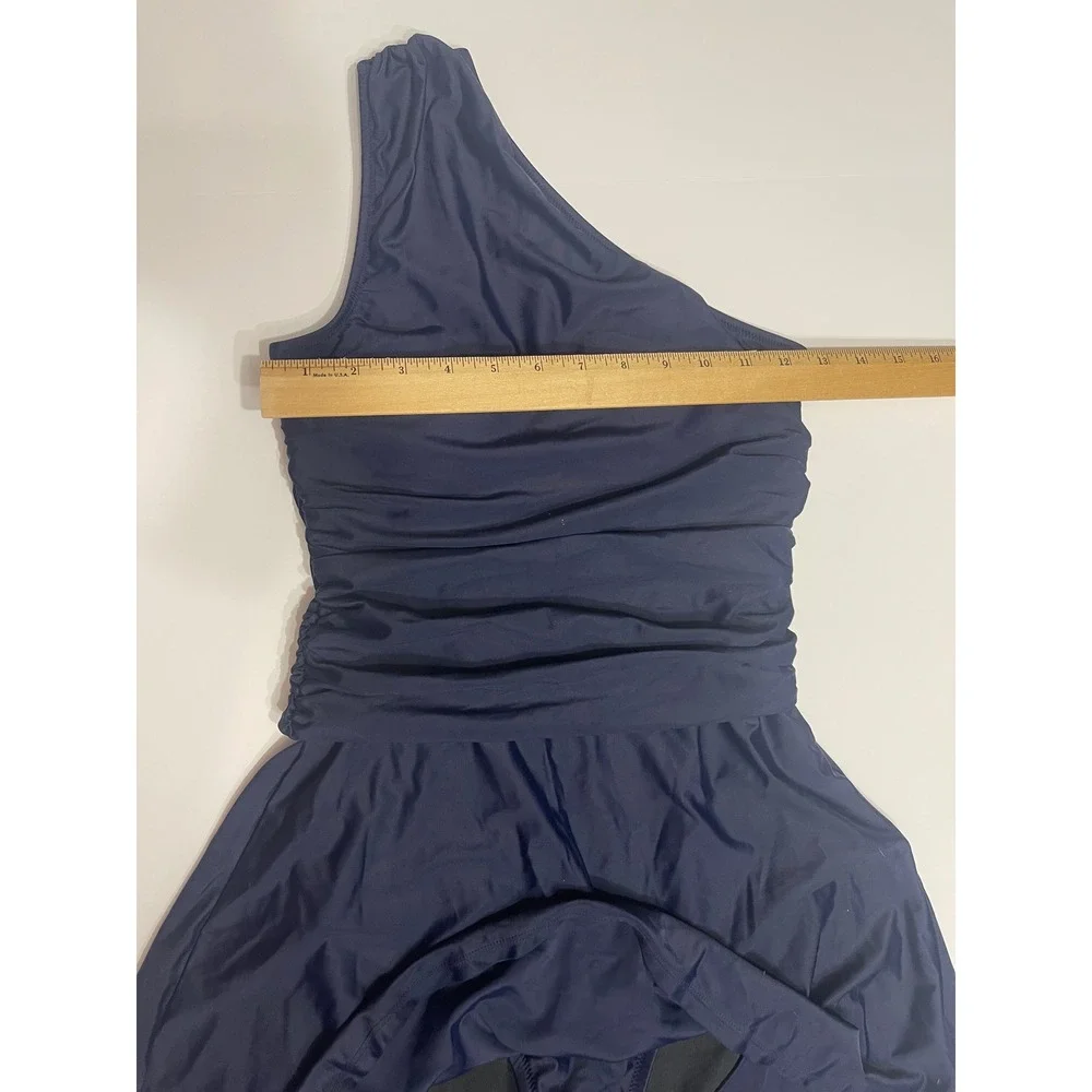 J.Crew Ruched One Shoulder Swim Dress Size 4 Navy Swimsuit NWT BP248